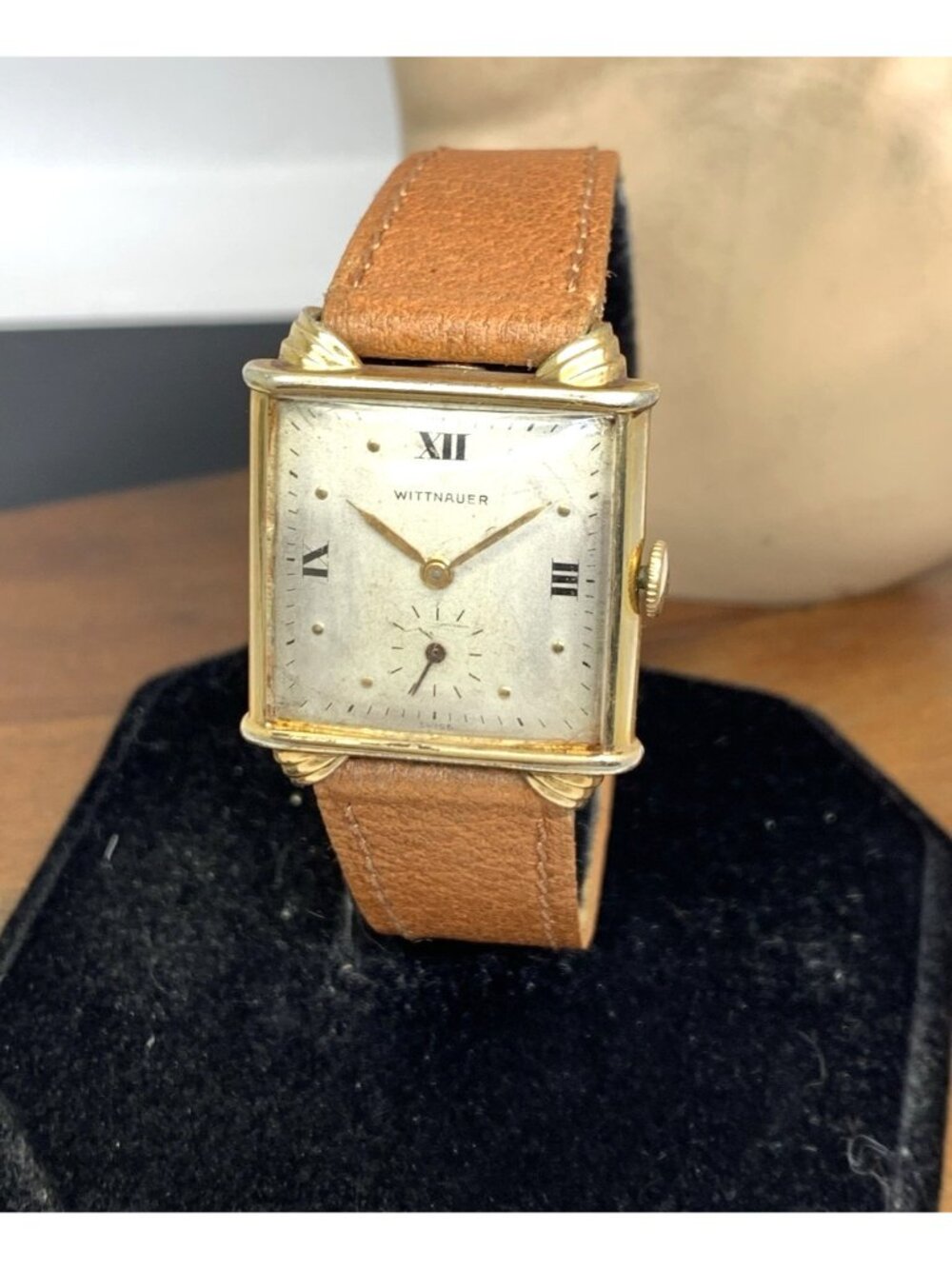 Wittnauer Men's Watch Vintage Swiss Hand Wind 10k Gold Filled Case Leather 26mm